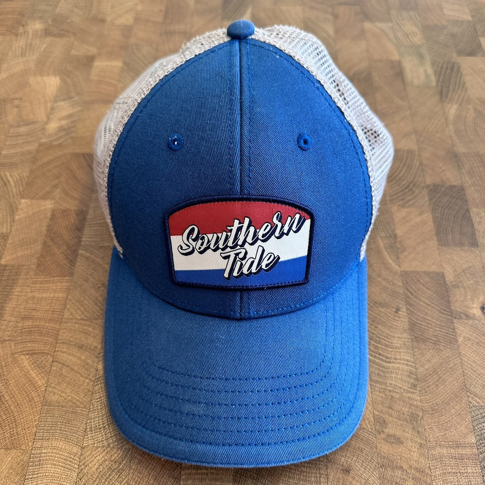 Southern Tide Flag Patch Trucker Hat Mesh Adjustable Snap-back Strap